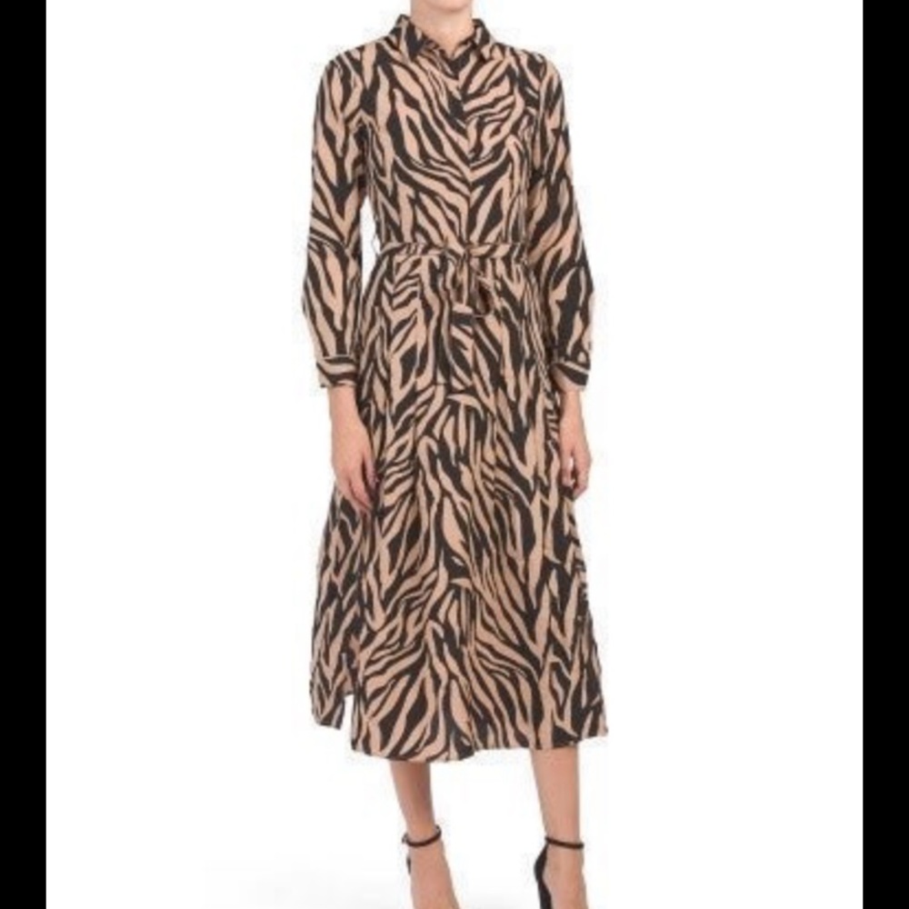 Zebra button down midi dress